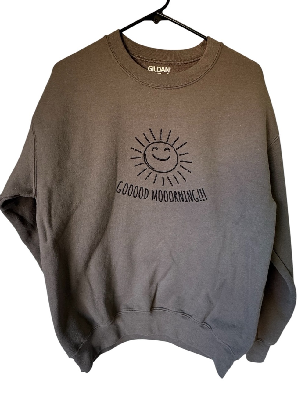 Gildan Good Morning Happy Face Sun Embroidered Crewneck Sweatshirt Women’s M